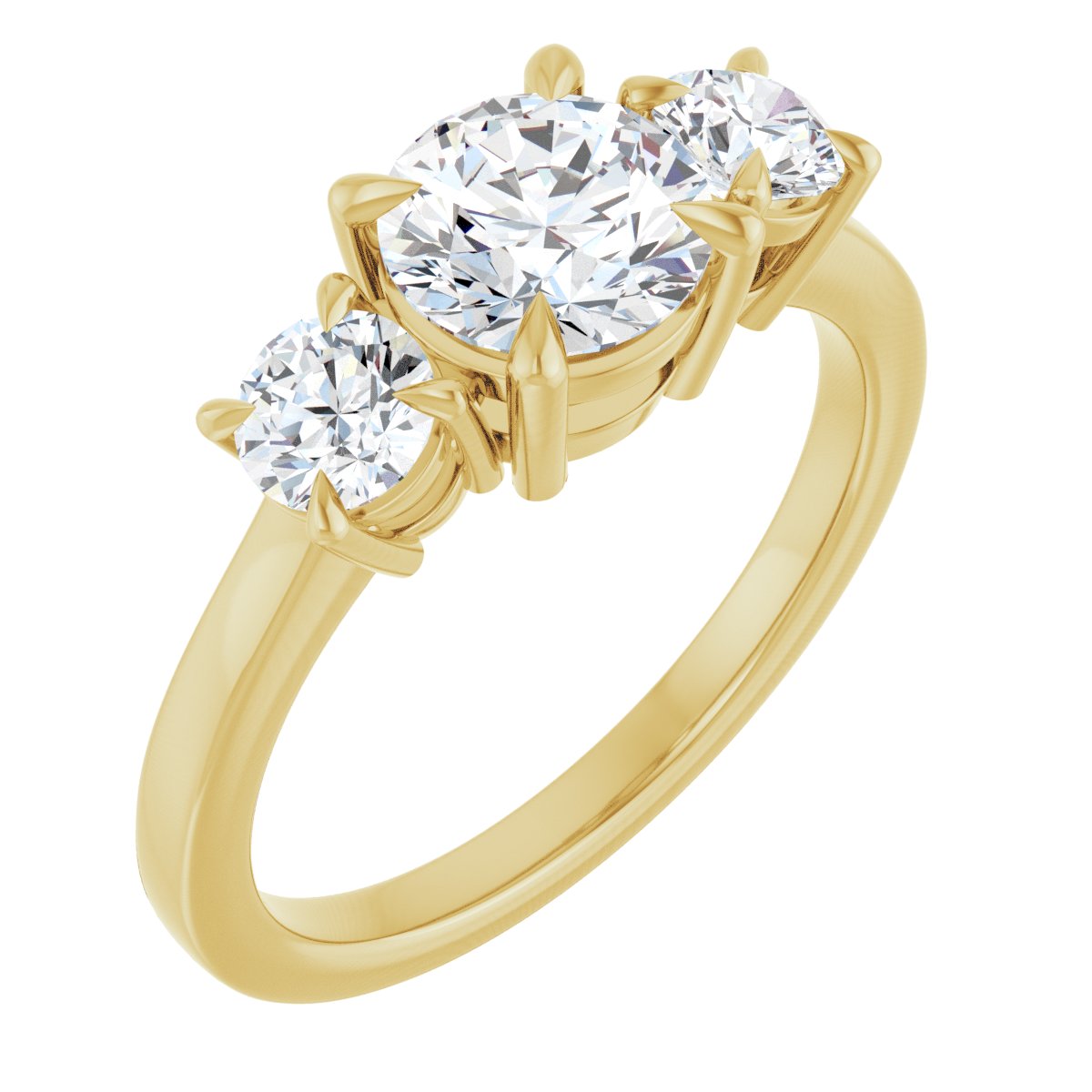 14K Yellow Round 1 ct Engagement Ring