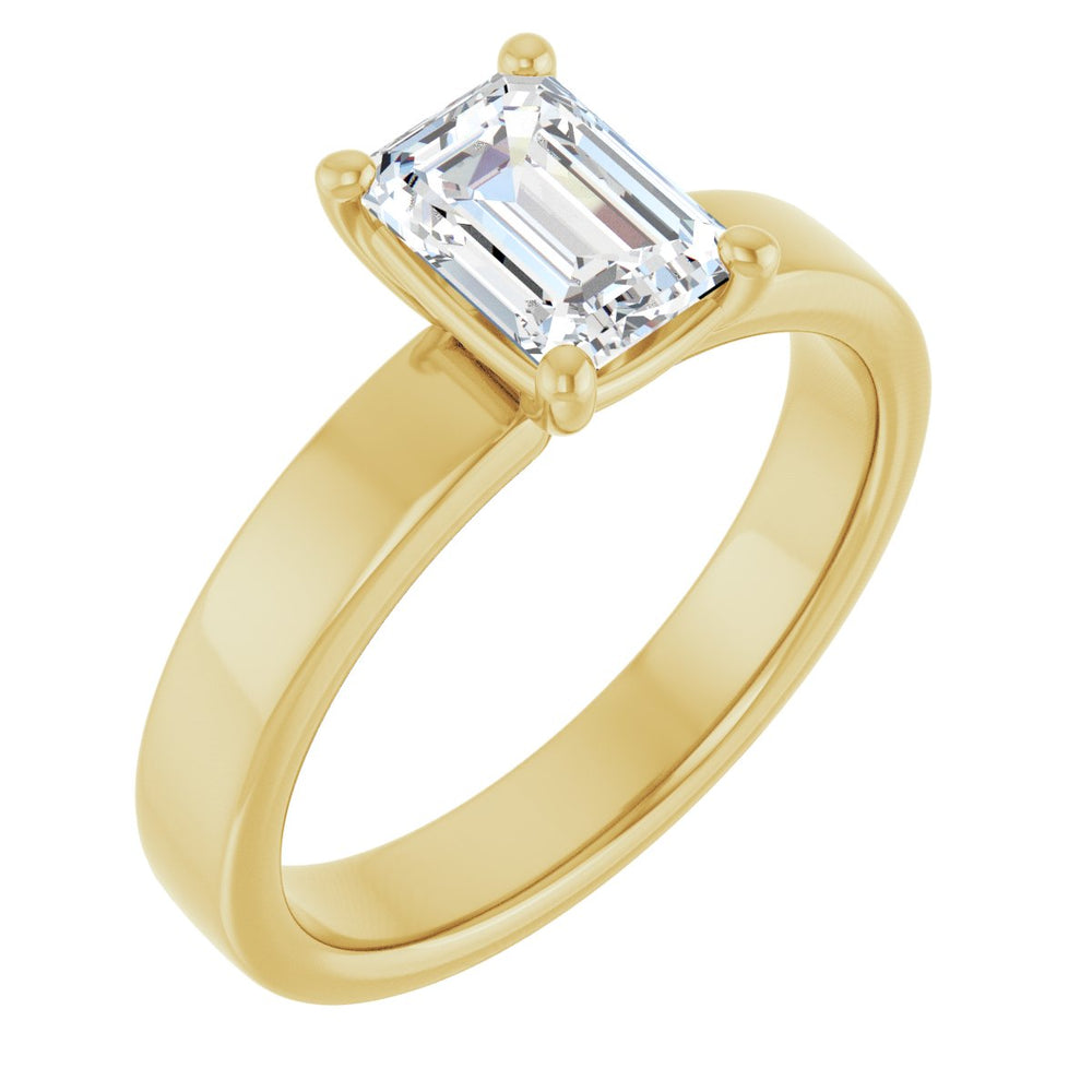 14K Yellow Emerald 1 ct Engagement Ring