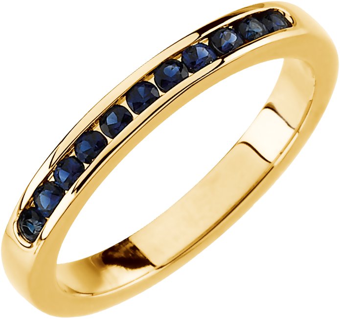 14K Yellow Gold Natural Blue Sapphire Anniversary Band
