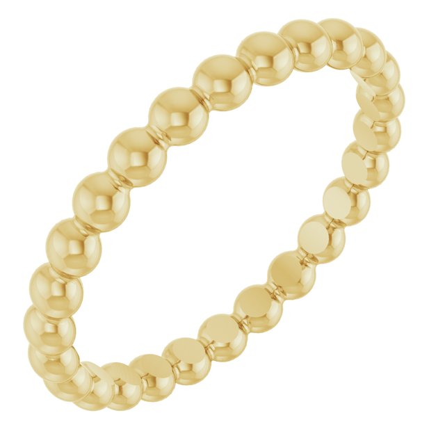 2.5 mm Beaded Stackable Ring in 14K Yellow Gold alternate view 1