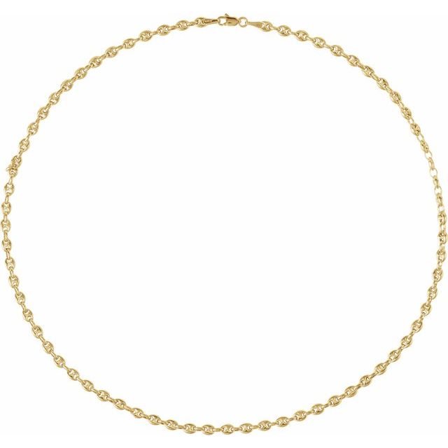 14K Yellow 3.8 mm Hollow Puffed Anchor 16" Chain