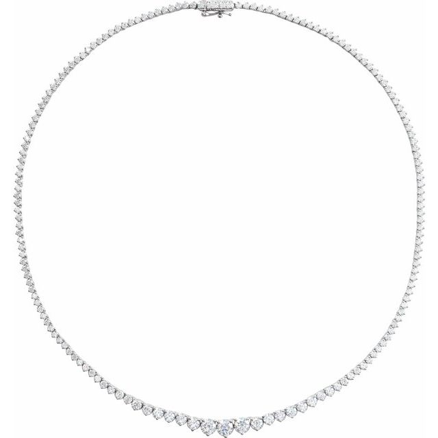 9 1/2 ctw Lab-Grown Diamond Line Necklace, 14K White Gold, 16 1/2 in