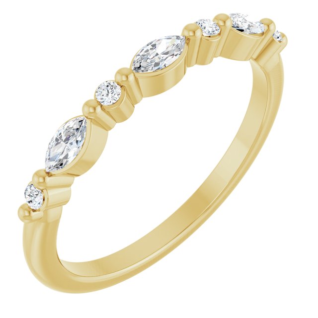 14K Yellow 3-Stone .05 CTW Natural Diamond Semi-Set Stackable Family Ring