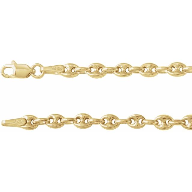 14K Yellow 3.8 mm Hollow Puffed Anchor 16" Chain