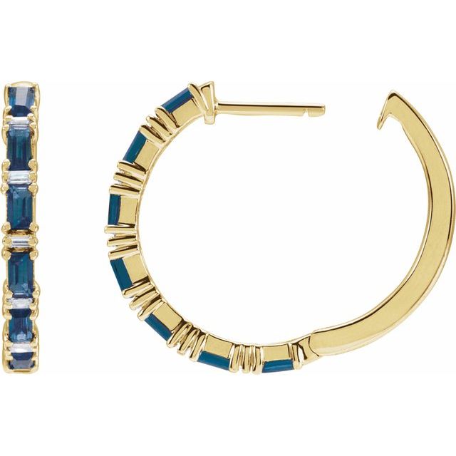 
                  
                    14K Yellow Natural Blue Sapphire & 1 1/4 CTW Natural Diamond Hoop Earrings
                  
                