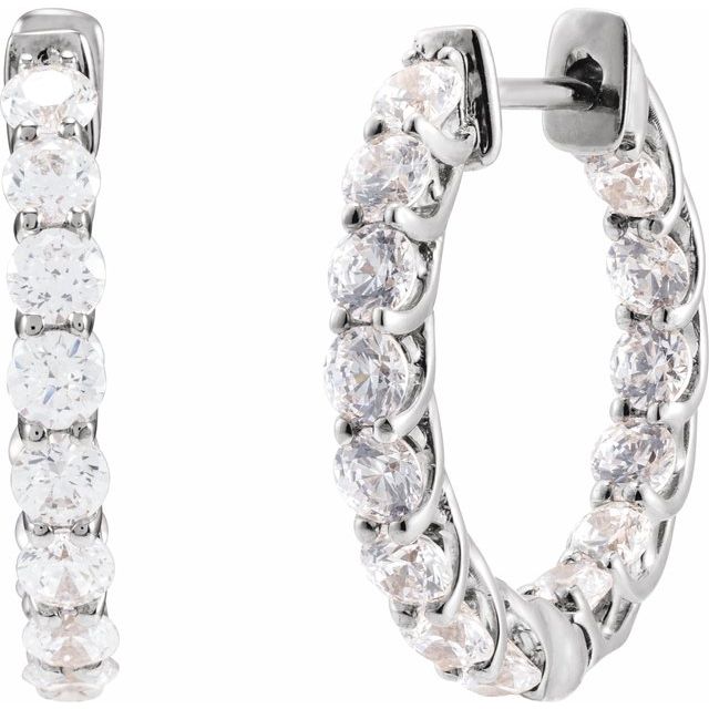 14K White Gold 2 1/5 CTW Lab-Grown Diamond Inside-Outside 19.7 mm Hoop Earrings — view 2
