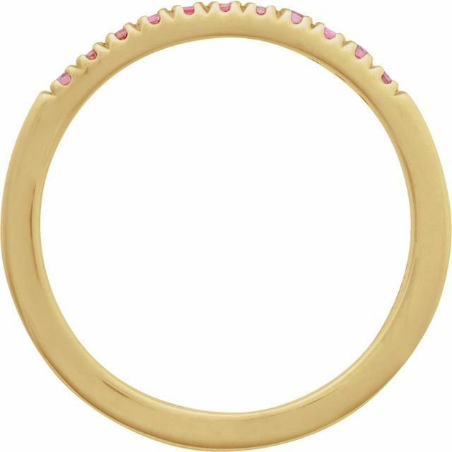 1.5 mm Natural Pink Tourmaline Stackable Ring in 14K Yellow Gold — view 2