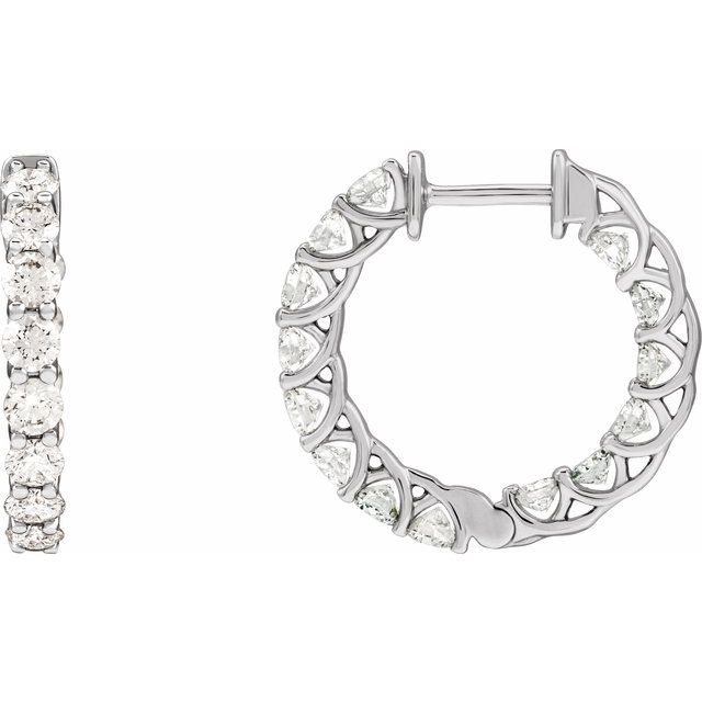 14K White Gold 2 1/5 CTW Lab-Grown Diamond Inside-Outside 19.7 mm Hoop Earrings