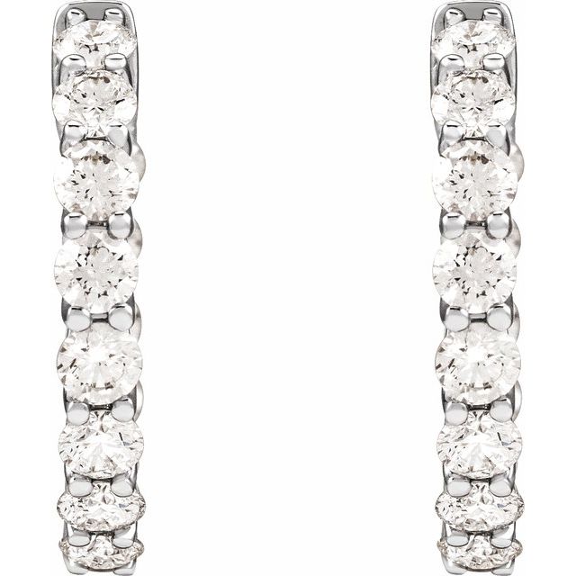 14K White Gold 2 1/5 CTW Lab-Grown Diamond Inside-Outside 19.7 mm Hoop Earrings — view 3