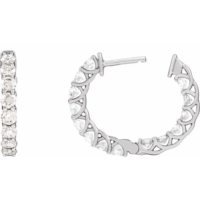 14K White Gold 2 1/5 CTW Lab-Grown Diamond Inside-Outside 19.7 mm Hoop Earrings — view 4