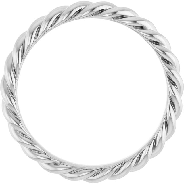14K White 3.5 mm Skinny Rope Band Size 10