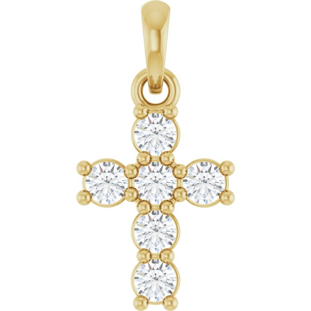 14K Yellow 1/4 CTW Lab-Grown Diamond Cross Pendant