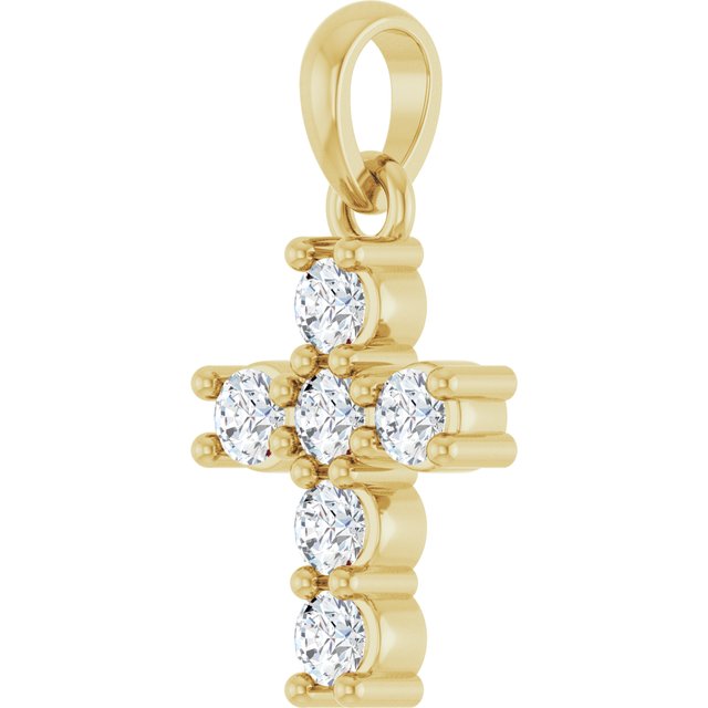 14K Yellow 1/4 CTW Natural Diamond Cross Pendant