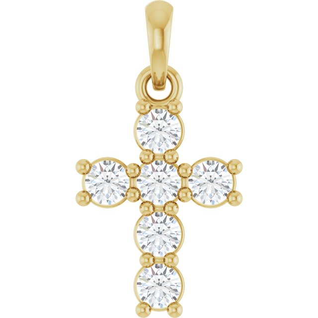 14K Yellow 1/3 CTW Natural Diamond Cross Pendant