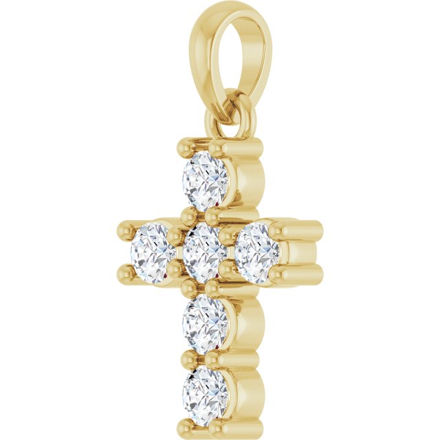 14K Yellow 1/3 CTW Natural Diamond Cross Pendant