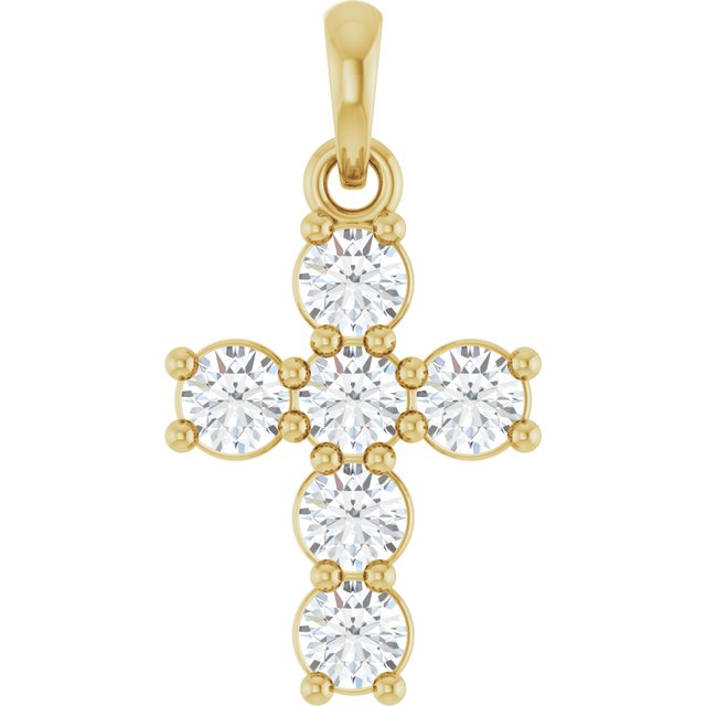 14K Yellow 1/2 CTW Natural Diamond Cross Pendant
