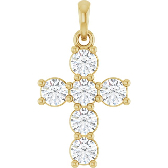14K Yellow 3/4 CTW Natural Diamond Cross Pendant