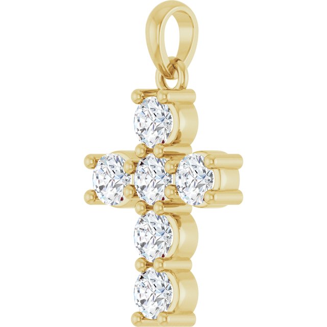 14K Yellow 3/4 CTW Natural Diamond Cross Pendant