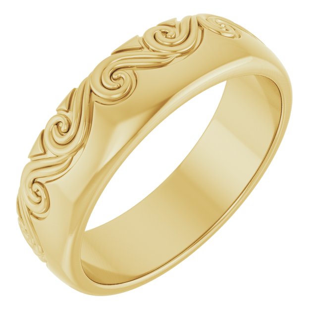 14K Yellow 6 mm Sculptural Comfort-Fit Band Size 10