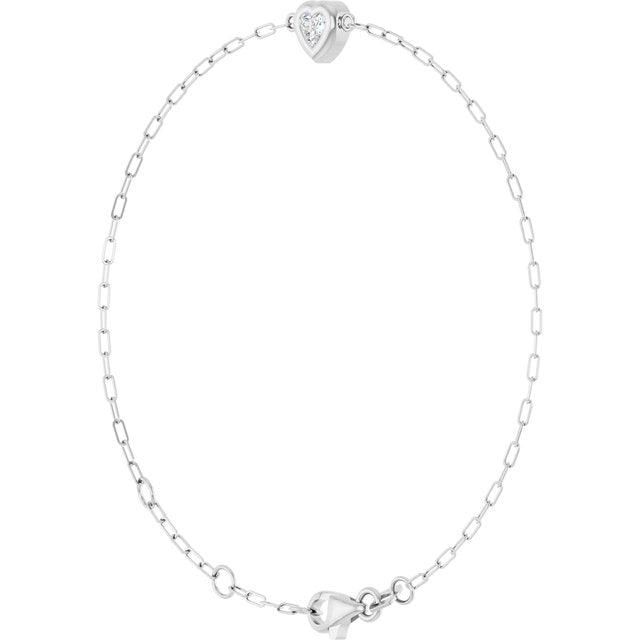 Heart & Paperclip-Style Link Bracelet