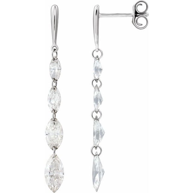 14K White 1 1/2 CTW Lab-Grown Diamond Drilled Diamond Earrings
