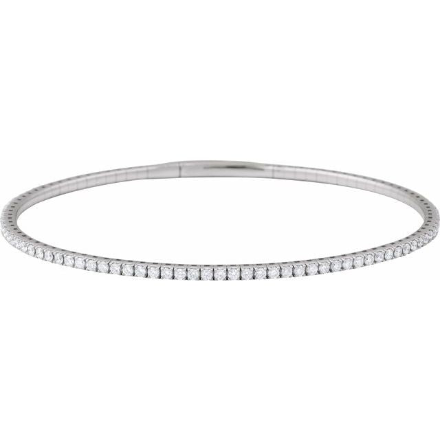 14K White 2 CTW Lab-Grown Diamond Flexible Bangle 7" Bracelet