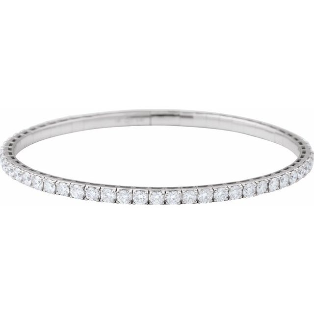 14K White 5 CTW Natural Diamond Flexible Bangle 7" Bracelet