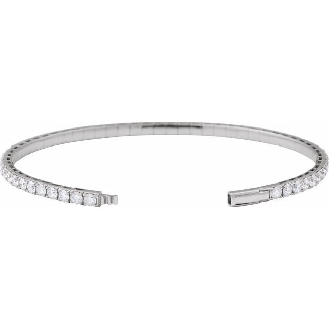 
                  
                    14K White 5 CTW Lab-Grown Diamond Flexible Bangle 7" Bracelet
                  
                