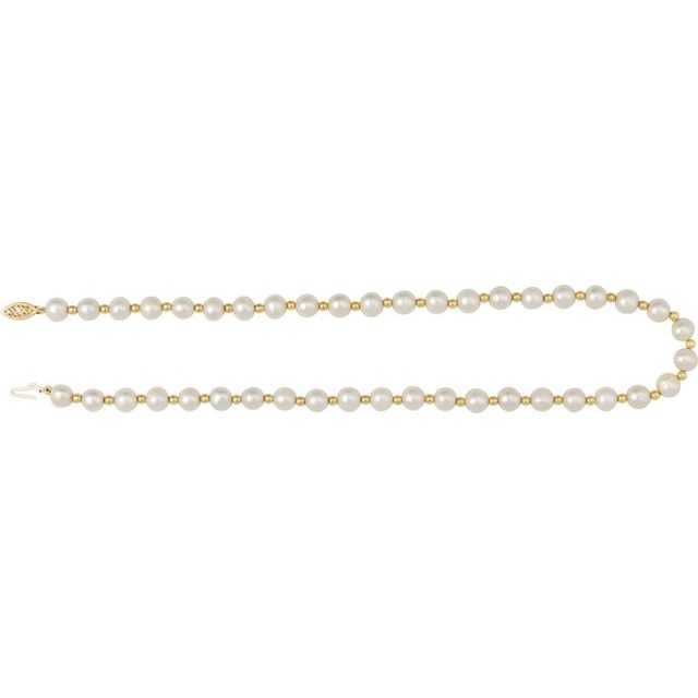7–8 mm White Freshwater Pearl Necklace in 14K Yellow Gold