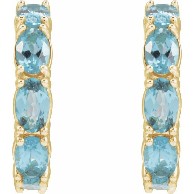 14K Yellow Natural Aquamarine 18.2 mm Hoop Earrings