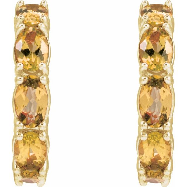 14K Yellow Natural Citrine 18.2 mm Hoop Earrings