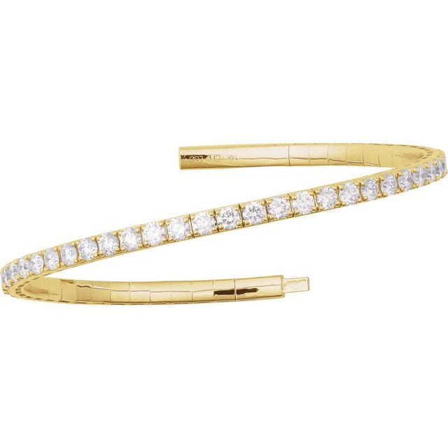 14K Yellow 5 CTW Lab-Grown Diamond Flexible Bangle 7" Bracelet