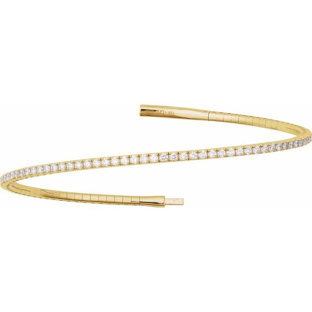 14K Yellow 2 CTW Lab-Grown Diamond Flexible Bangle 7" Bracelet