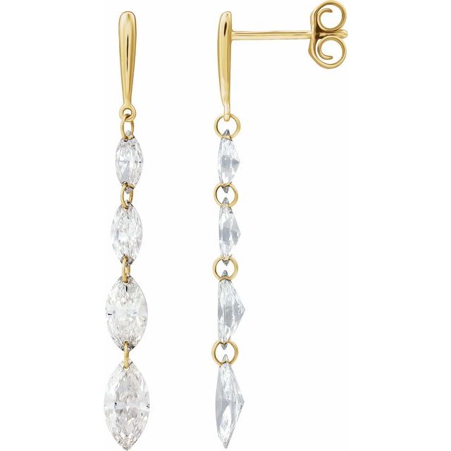 14K Yellow 1 1/2 CTW Lab-Grown Diamond Drilled Diamond Earrings