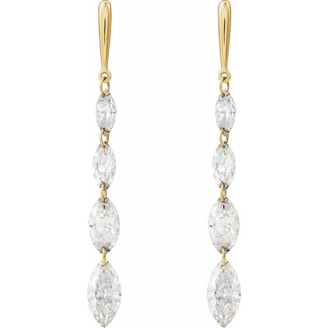 14K Yellow 1 1/2 CTW Lab-Grown Diamond Drilled Diamond Earrings