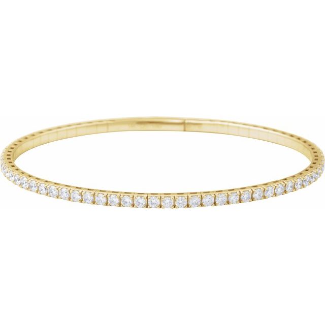 14K Yellow 3 CTW Natural Diamond Flexible Bangle 7" Bracelet