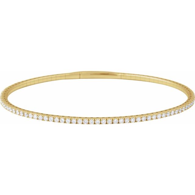 14K Yellow 2 CTW Lab-Grown Diamond Flexible Bangle 7" Bracelet