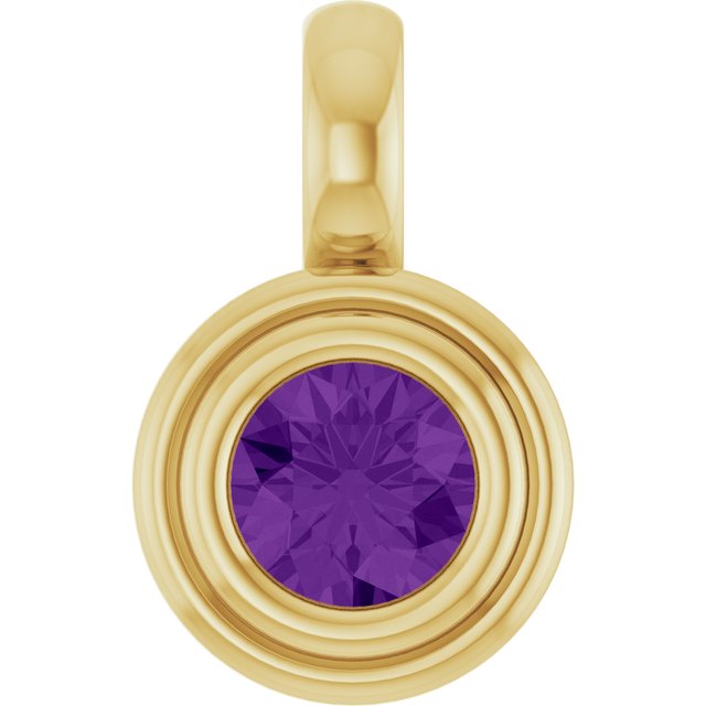 14K Yellow Natural Amethyst Pendant