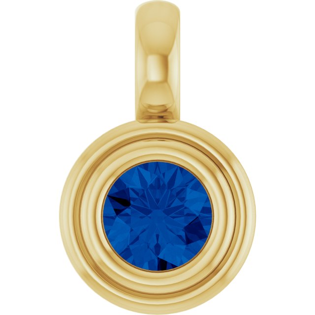 14K Yellow Lab-Grown Blue Sapphire Pendant