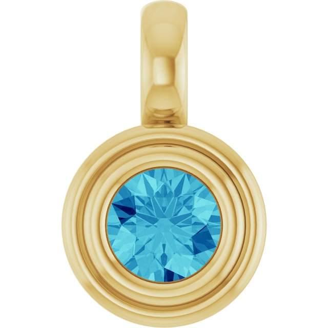 14K Yellow Natural Blue Zircon Pendant