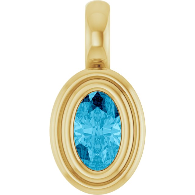 14K Yellow Natural Aquamarine Pendant