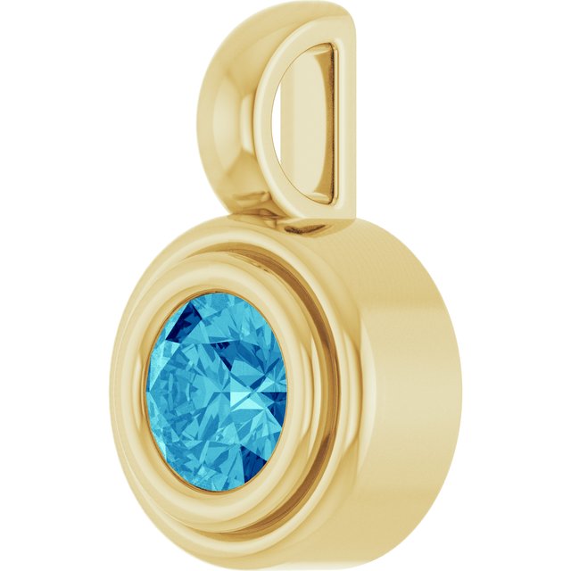 14K Yellow Natural Blue Zircon Pendant