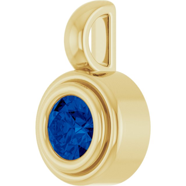 14K Yellow Lab-Grown Blue Sapphire Pendant
