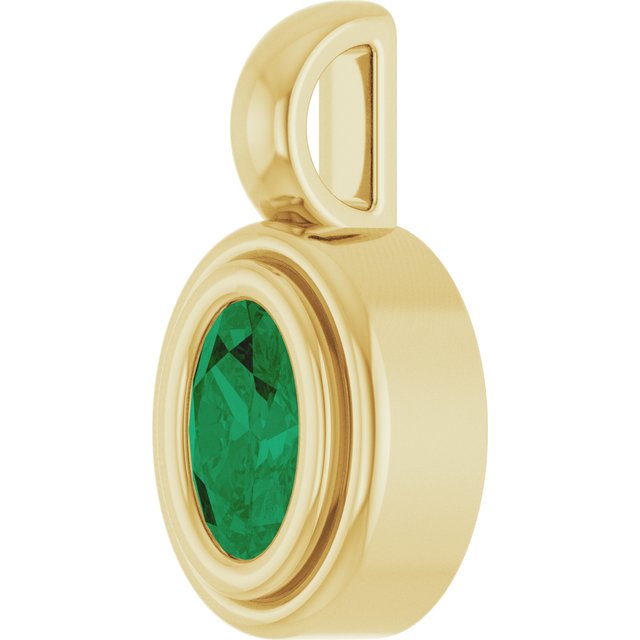14K Yellow Lab-Grown Emerald Pendant