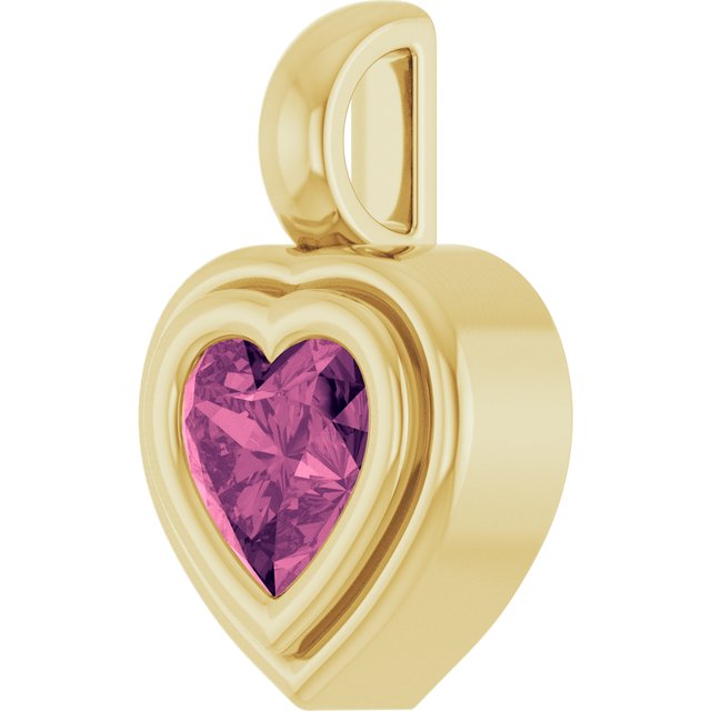 14K Yellow Natural Pink Tourmaline Pendant