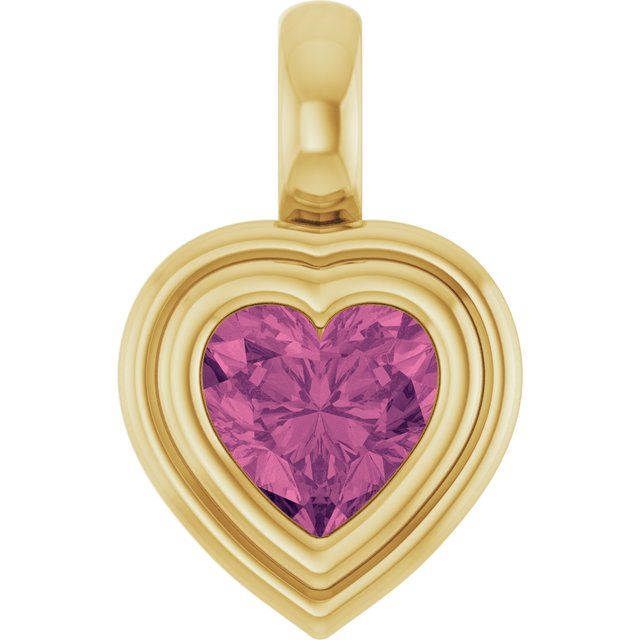 14K Yellow Natural Pink Tourmaline Pendant