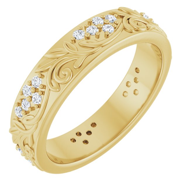 14K Yellow 3/8 CTW Natural Diamond Floral Band