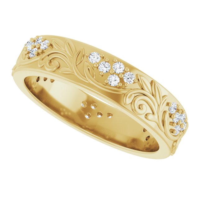 
                  
                    14K Yellow 3/8 CTW Natural Diamond Floral Band
                  
                
