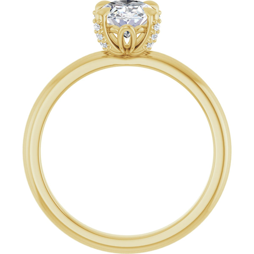 Exquisite 14K Yellow Gold Oval 1 Carat Diamond Accented Engagement Ring Setting