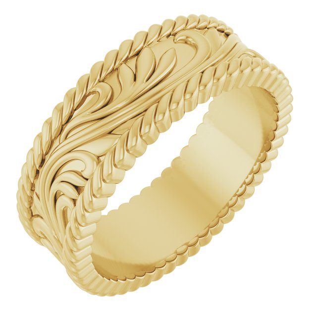 14K Yellow 7 mm Sculptural Band Size 10